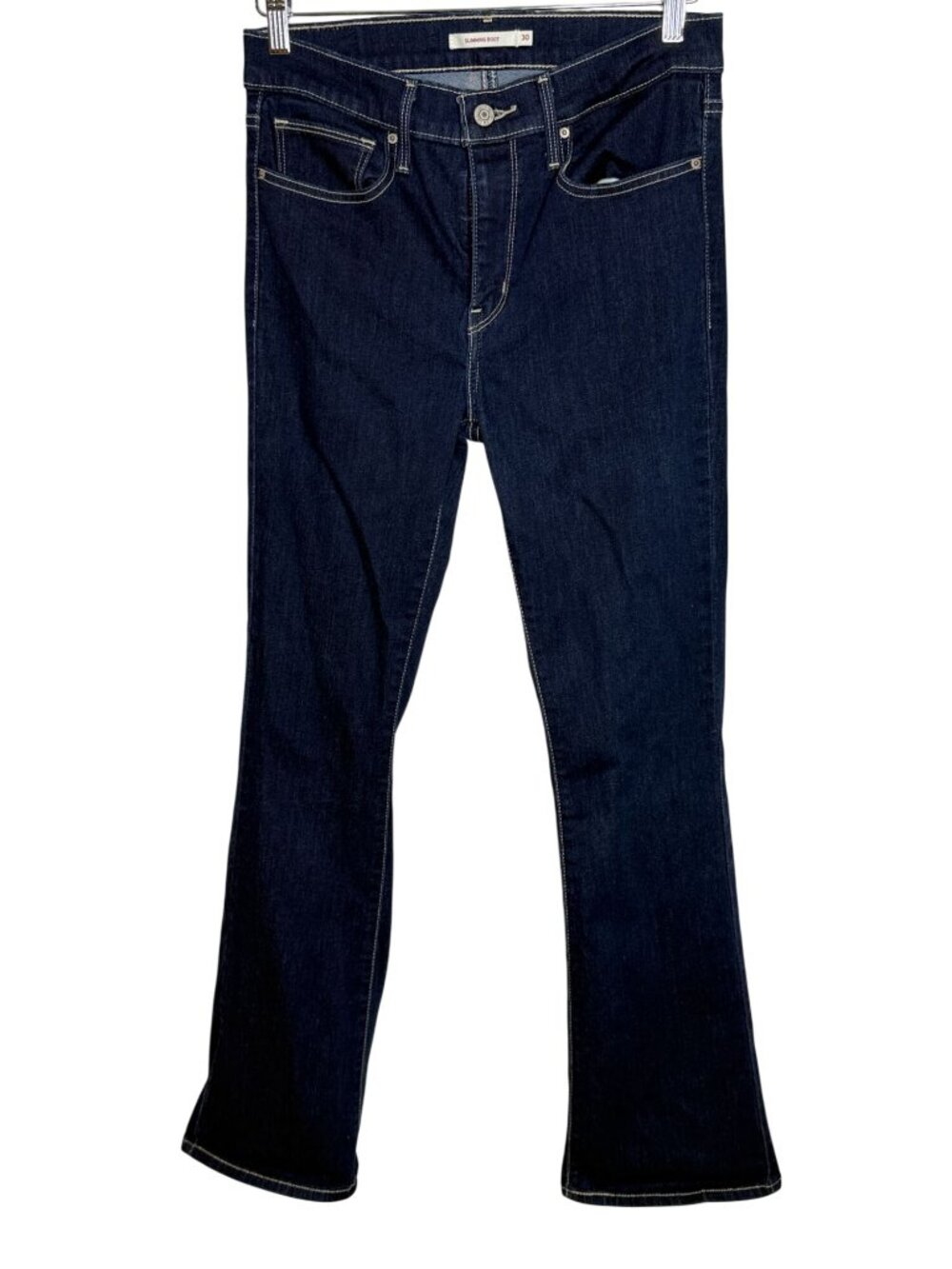 Levis Womens 30 Slimming Boot Jeans Dark Wash Bootcut Stretch Denim Y2K
